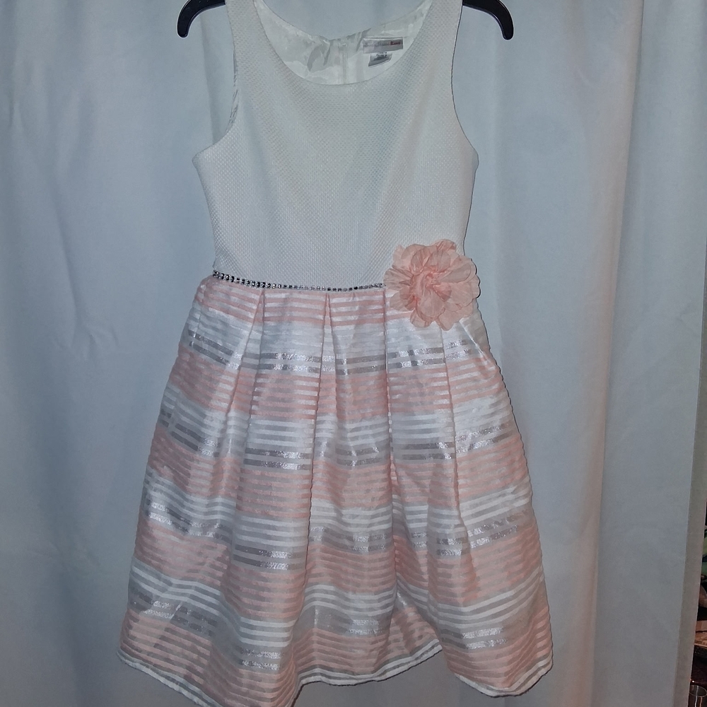 White and Pink Halter Fit and Flare Dress for Weddings